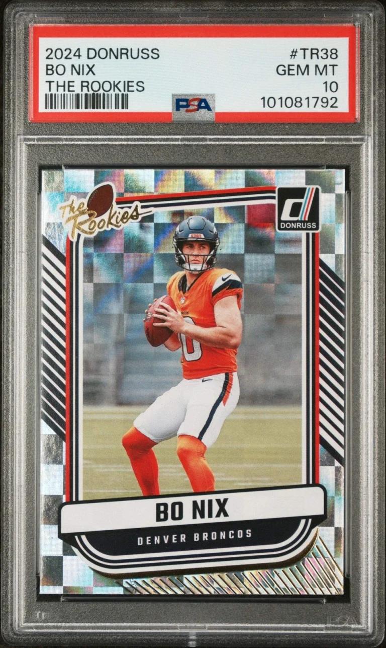 Graded 2024 Panini Donruss Bo Nix #TR38 The Rookies Rookie Football Card PSA 10