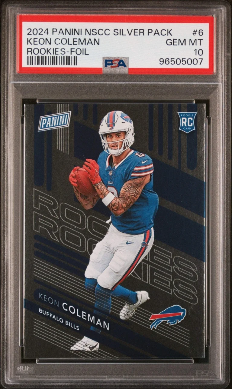 Graded 2024 Panini NSCC Silver Keon Coleman #6 Rookie Foil Football Card PSA 10