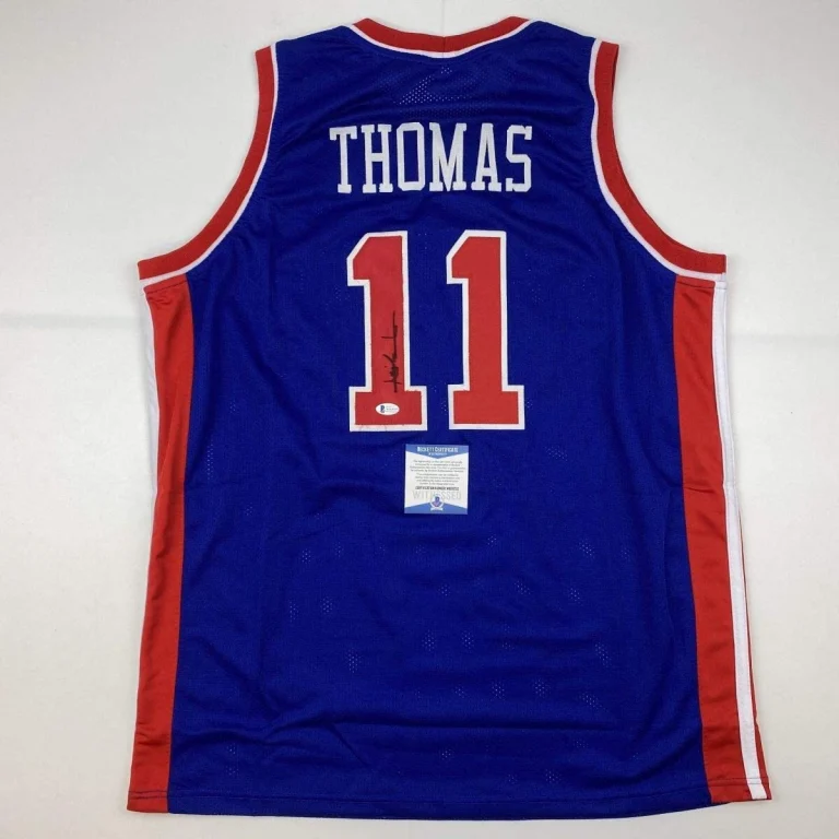 Autographed/Signed ISIAH THOMAS Detroit Blue Basketball Jersey Beckett BAS COA