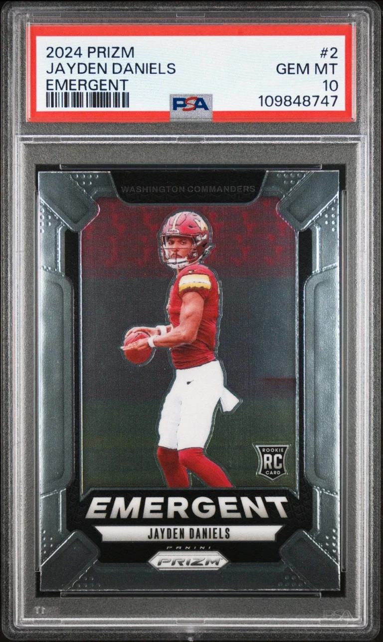 Graded 2024 Panini Prizm Jayden Daniels #2 Emergent Rookie Football Card PSA 10