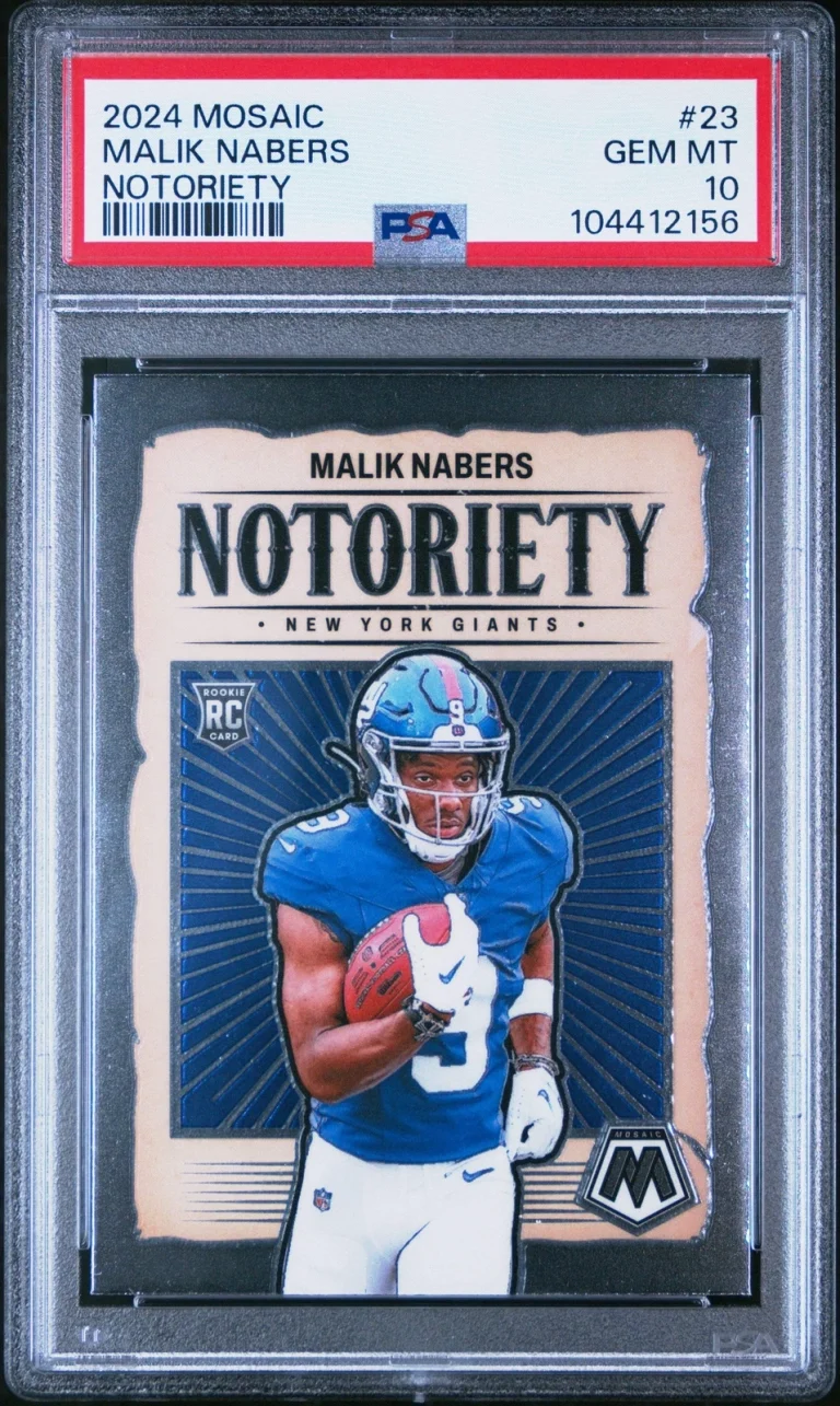 Graded 2024 Panini Mosaic Malik Nabers #23 Notoriety Rookie Football Card PSA 10