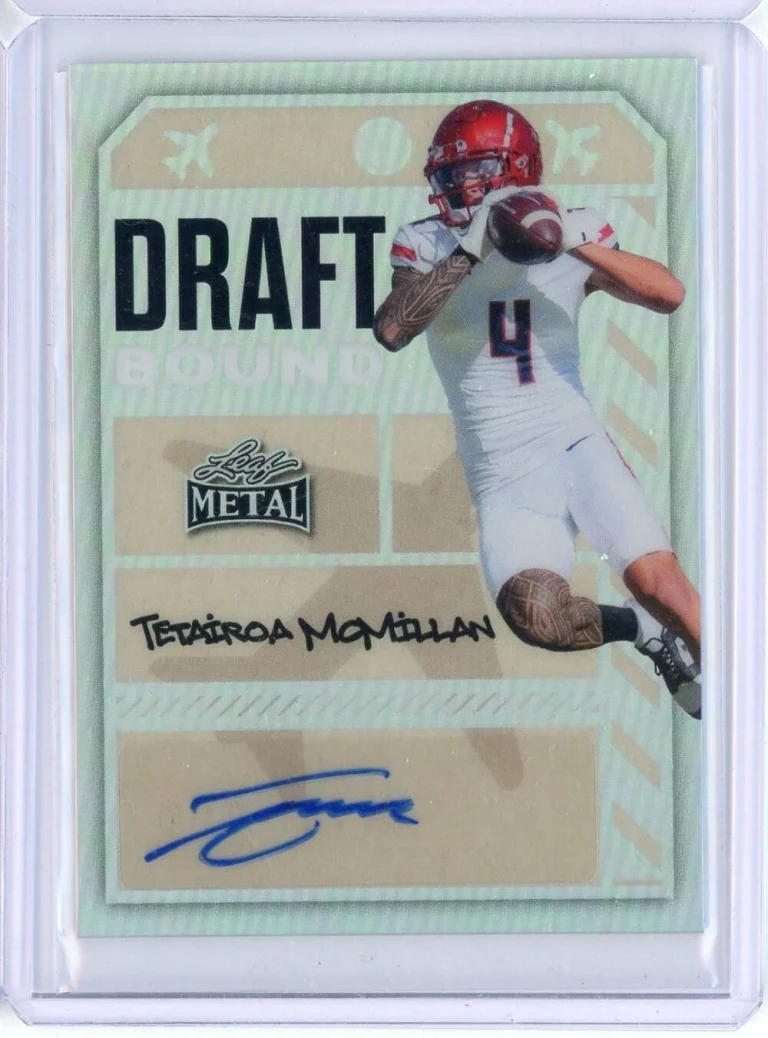 2025 Leaf Metal Tetairoa McMillan #TM1 Draft Bound Silver /63 RC Football Card