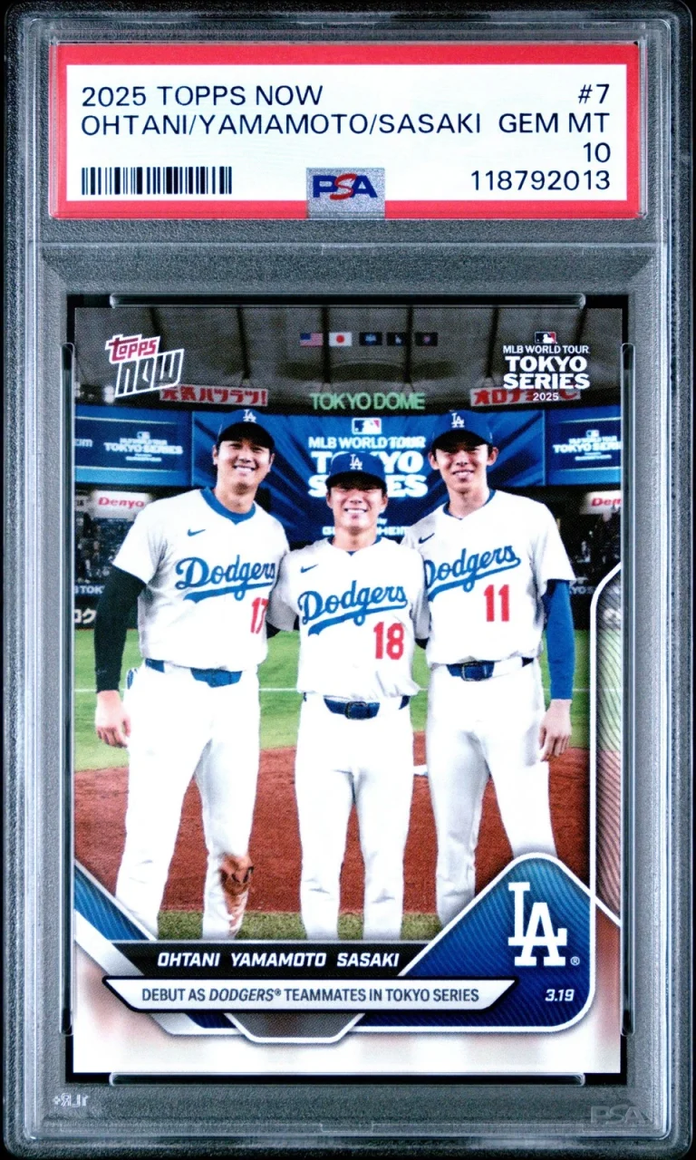 Graded 2025 Topps Now Ohtani/Yamamoto/Sasaki #7 Baseball Card PSA 10 Gem Mint