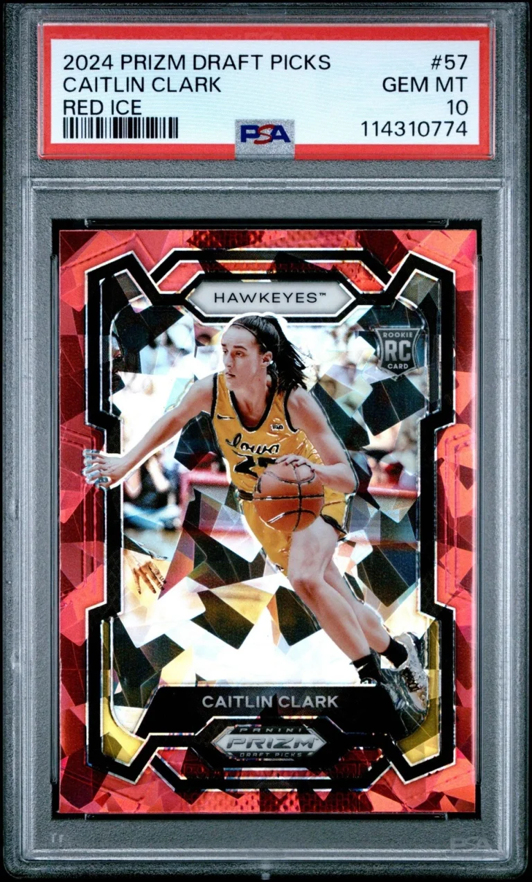 Graded 2024 Panini Prizm Draft Picks Caitlin Clark #57 Red Ice RC Card PSA 10