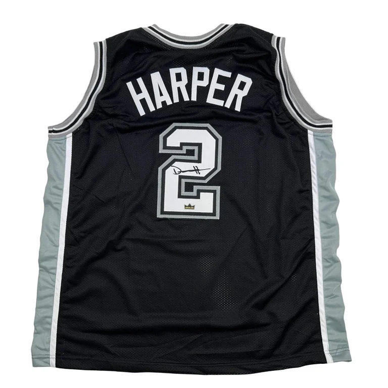 Facsimile Autographed Dylan Harper San Antonio Black Reprint Jersey Size Mens XL