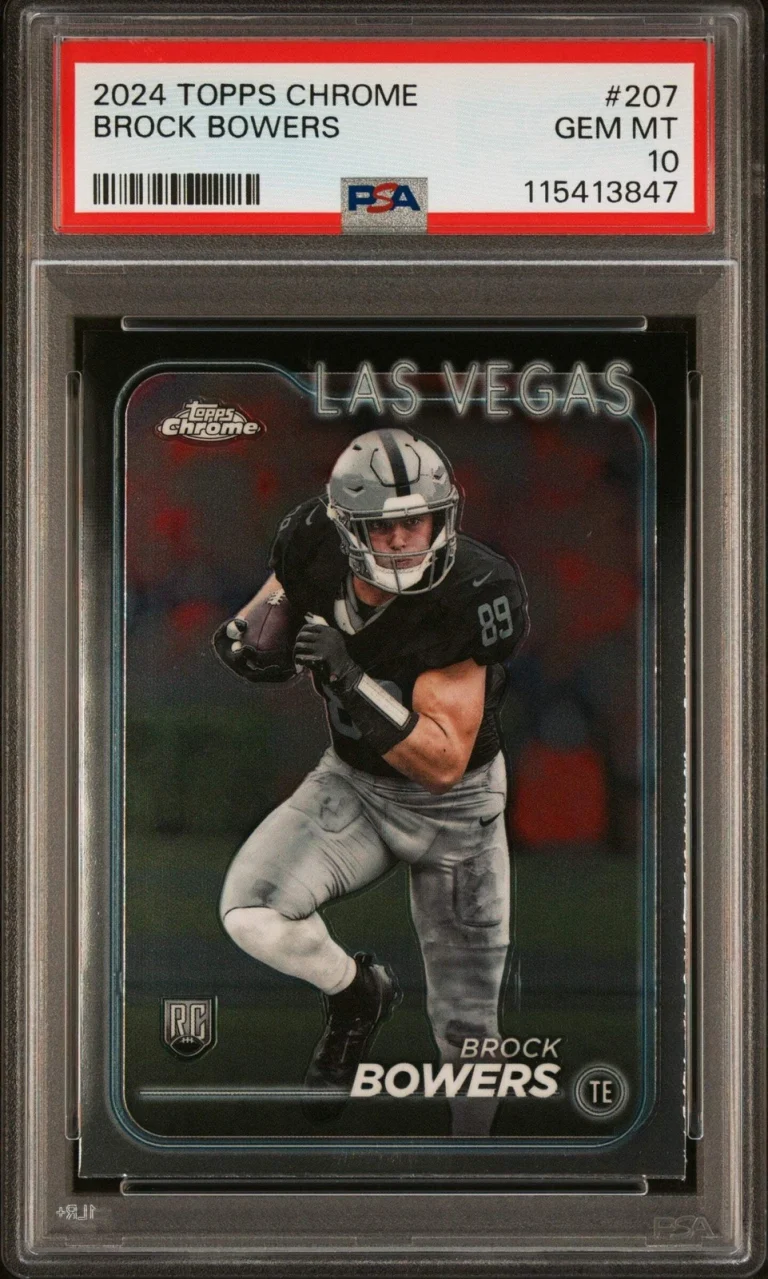 Graded 2024 Topps Chrome Brock Bowers #207 Rookie RC Football Card PSA 10 Mint