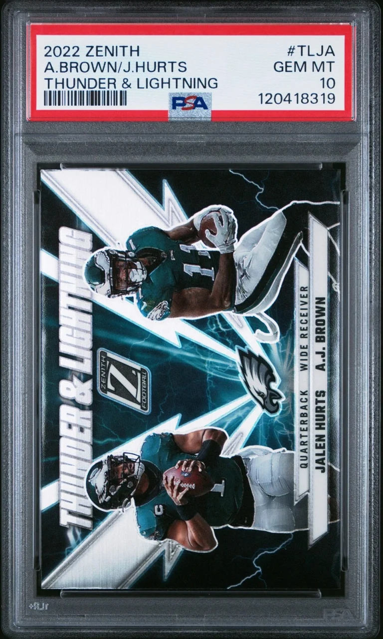 Graded 2022 Zenith Brown/Hurts #TLJA Thunder/Lightning Football Card PSA 10