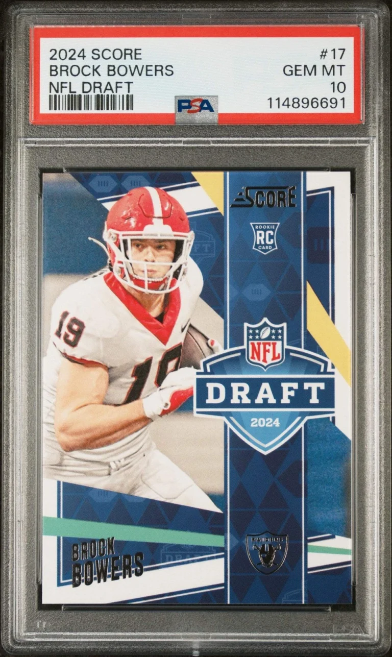 Graded 2024 Panini Score Brock Bowers #17 NFL Draft Rookie Football Card PSA 10
