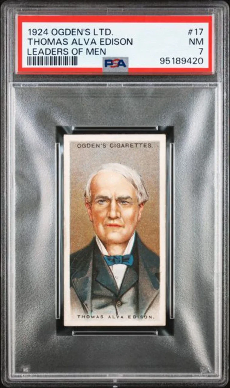 Graded 1924 Ogden's LTD. Leaders of Men Thomas Edison #17 Tobacco Card PSA 7