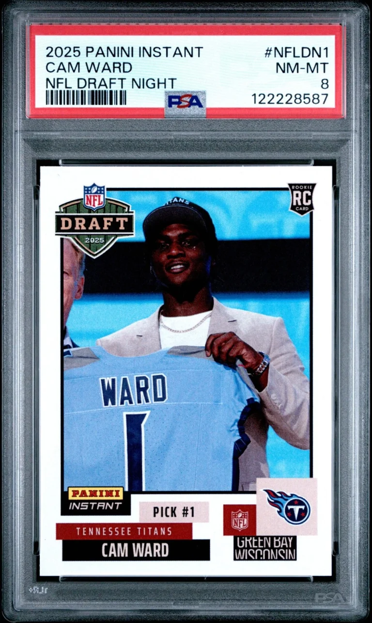 Graded 2025 Panini Cam Ward #NFLDN1 NFL Draft Night Rookie Football Card PSA 8