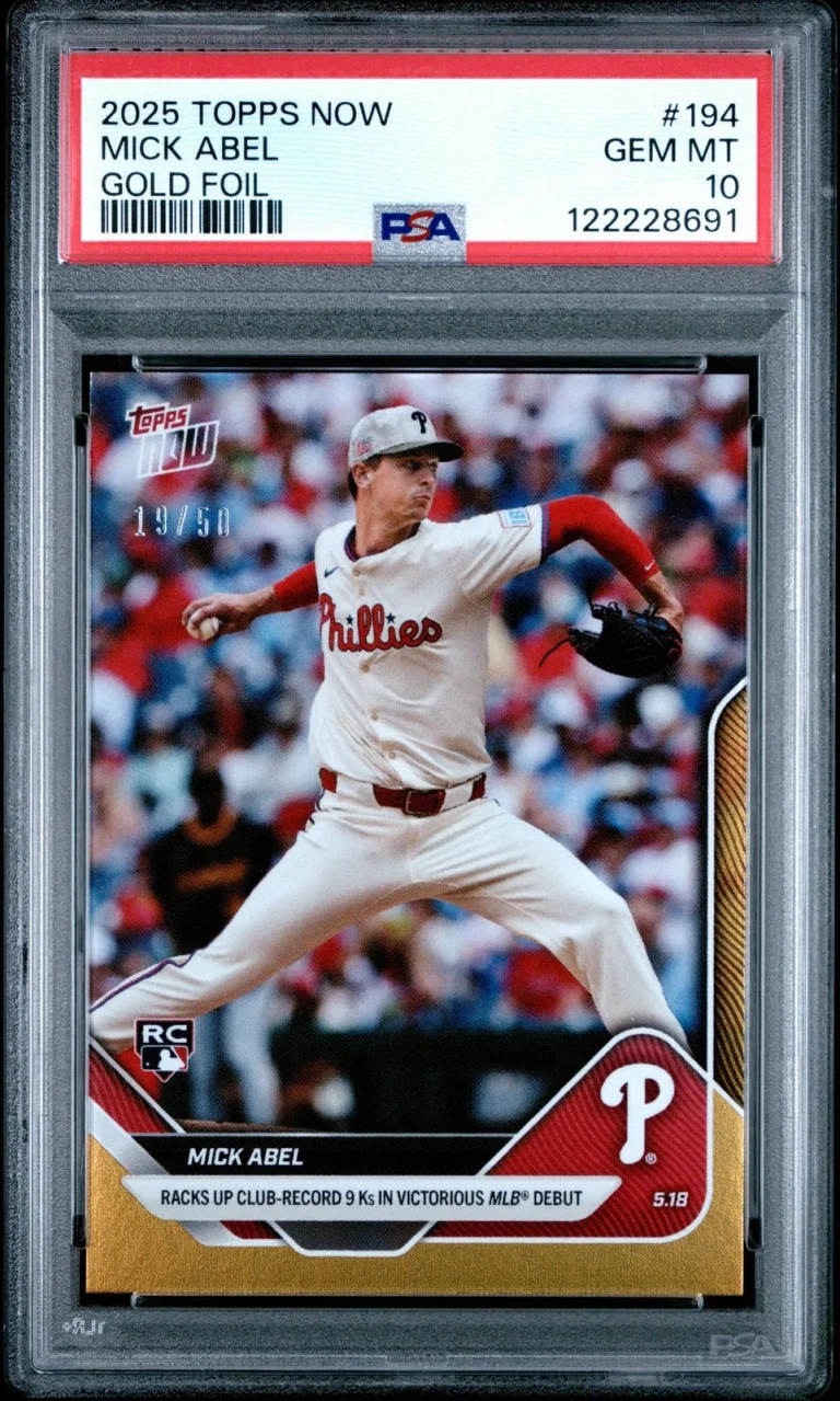 Graded 2025 Topps Now Mick Abel #194 Gold Foil /50 Rookie Baseball Card PSA 10