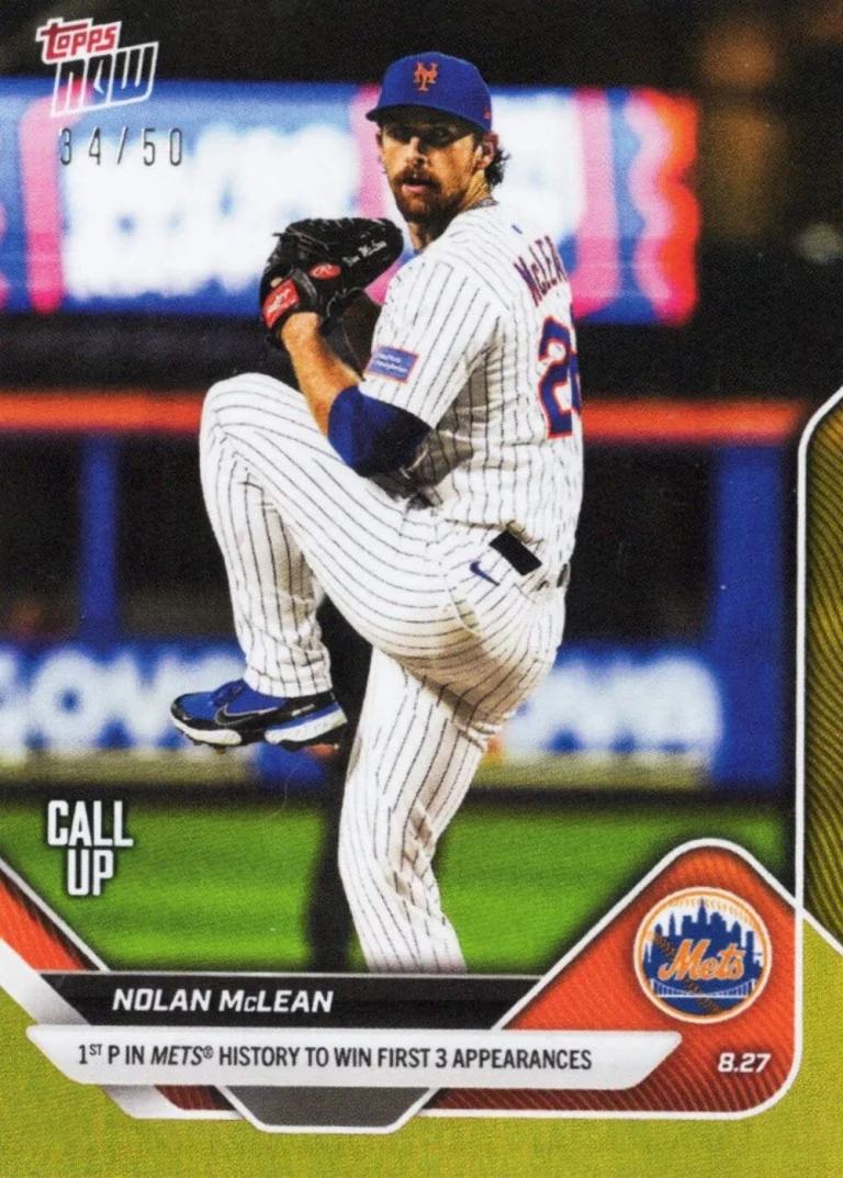 2025 Topps Now Nolan McLean #616 Gold Foil /50 New York Mets RC Baseball Card