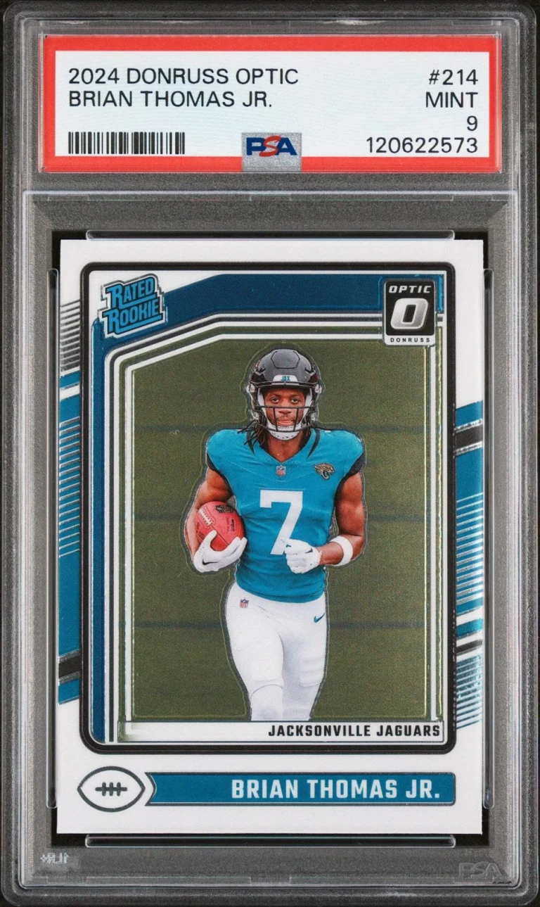 Graded 2024 Panini Donruss Optic Brian Thomas Jr. #214 RC Football Card PSA 9