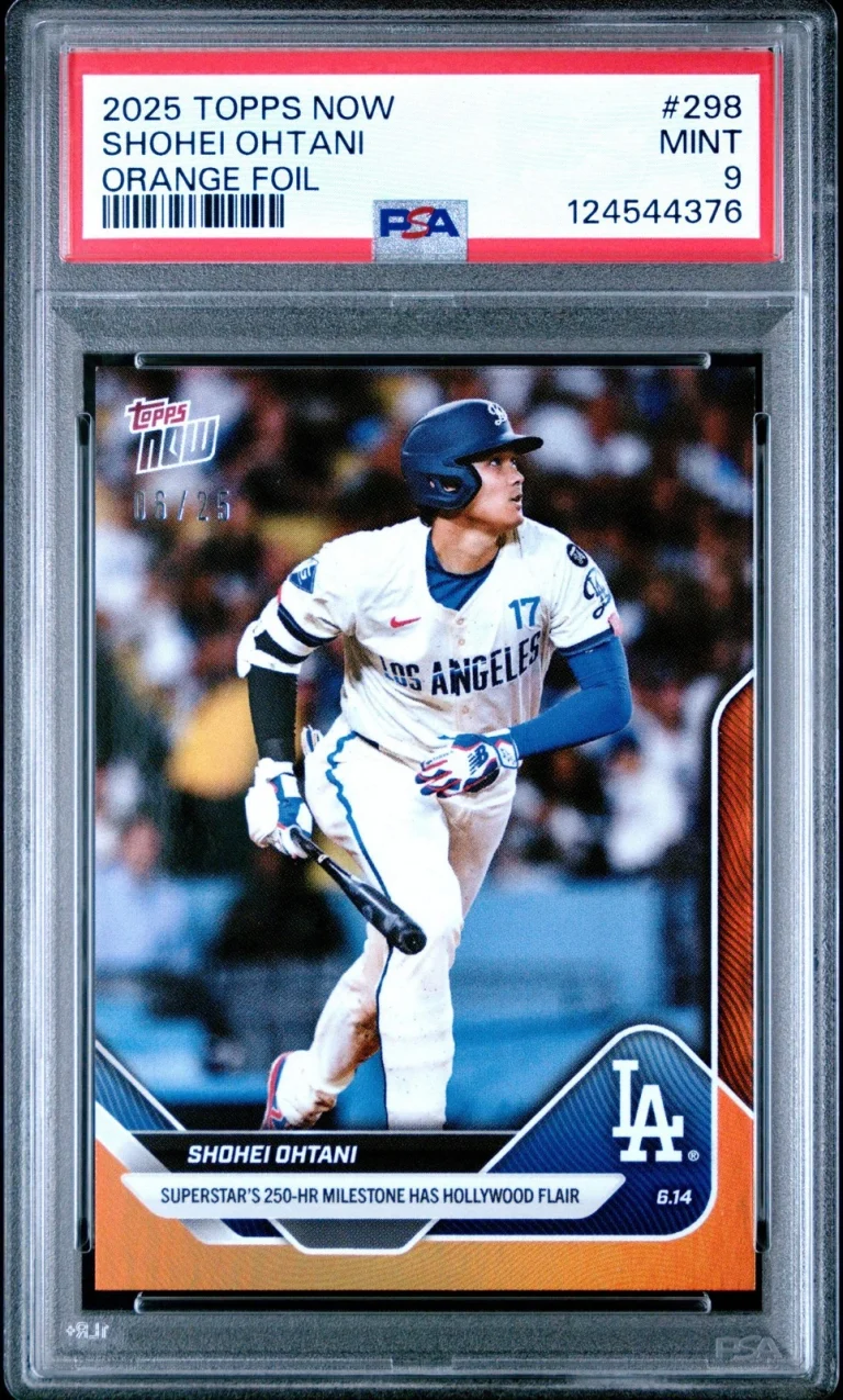 Graded 2025 Topps Now Shohei Ohtani #298 Orange Foil /25 Baseball Card PSA 9