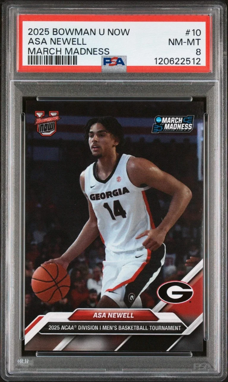 Graded 2025 Bowman U Now Asa Newell #10 March Madness RC Basketball Card PSA 8