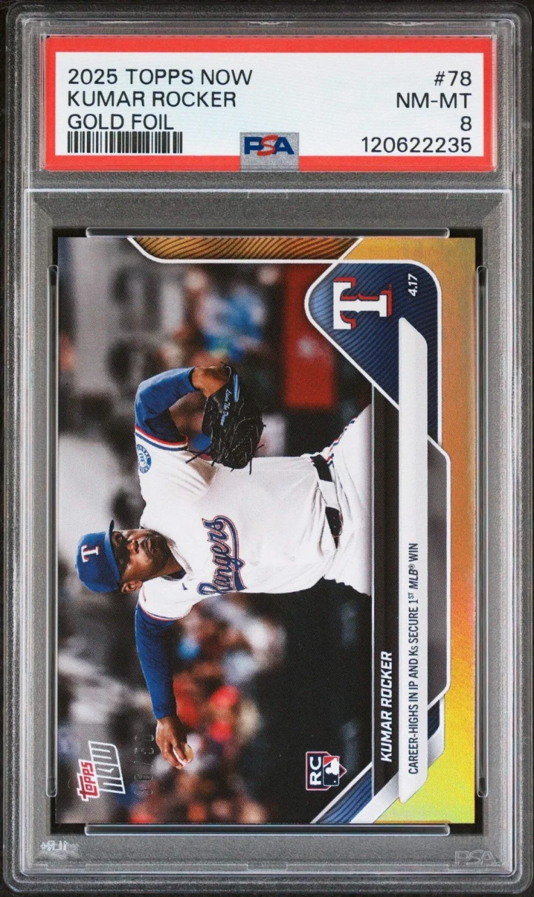 Graded 2025 Topps Now Kumar Rocker #78 Gold Foil /50 Rookie Baseball Card PSA 8
