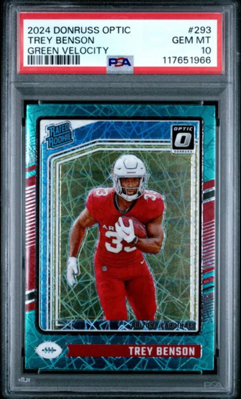 Graded 2024 Panini Donruss Optic Trey Benson #293 Green Velocity RC Card PSA 10
