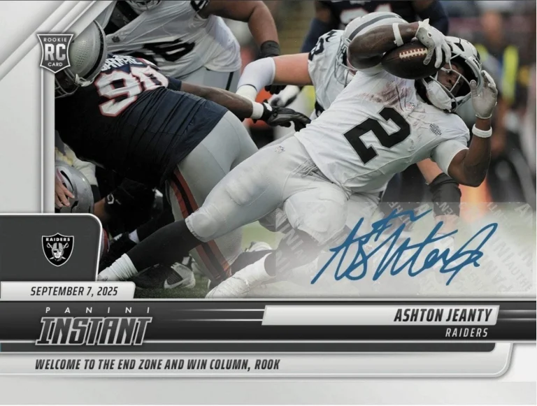 2025 Panini Instant NFL Ashton Jeanty #55 Auto /99 Las Vegas Raiders Rookie Card