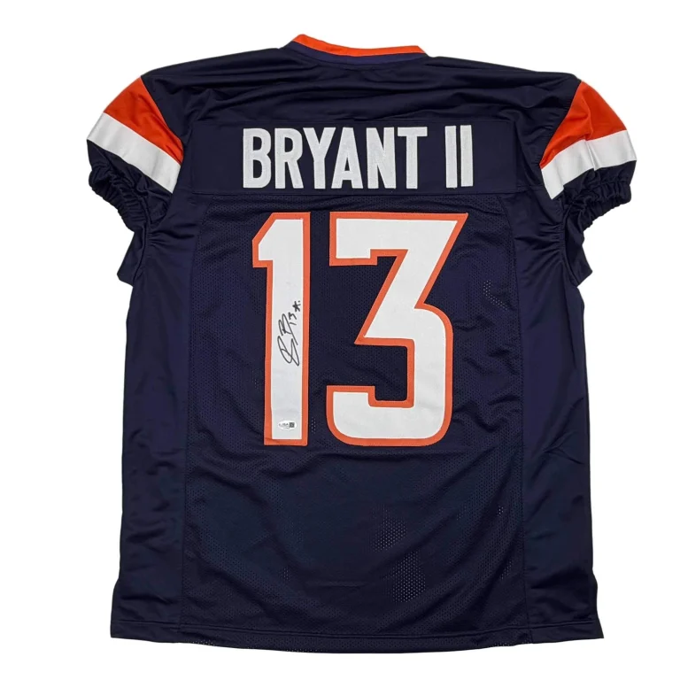 Autographed/Signed Pat Bryant II Denver Blue Pro Cut Football Jersey JSA COA