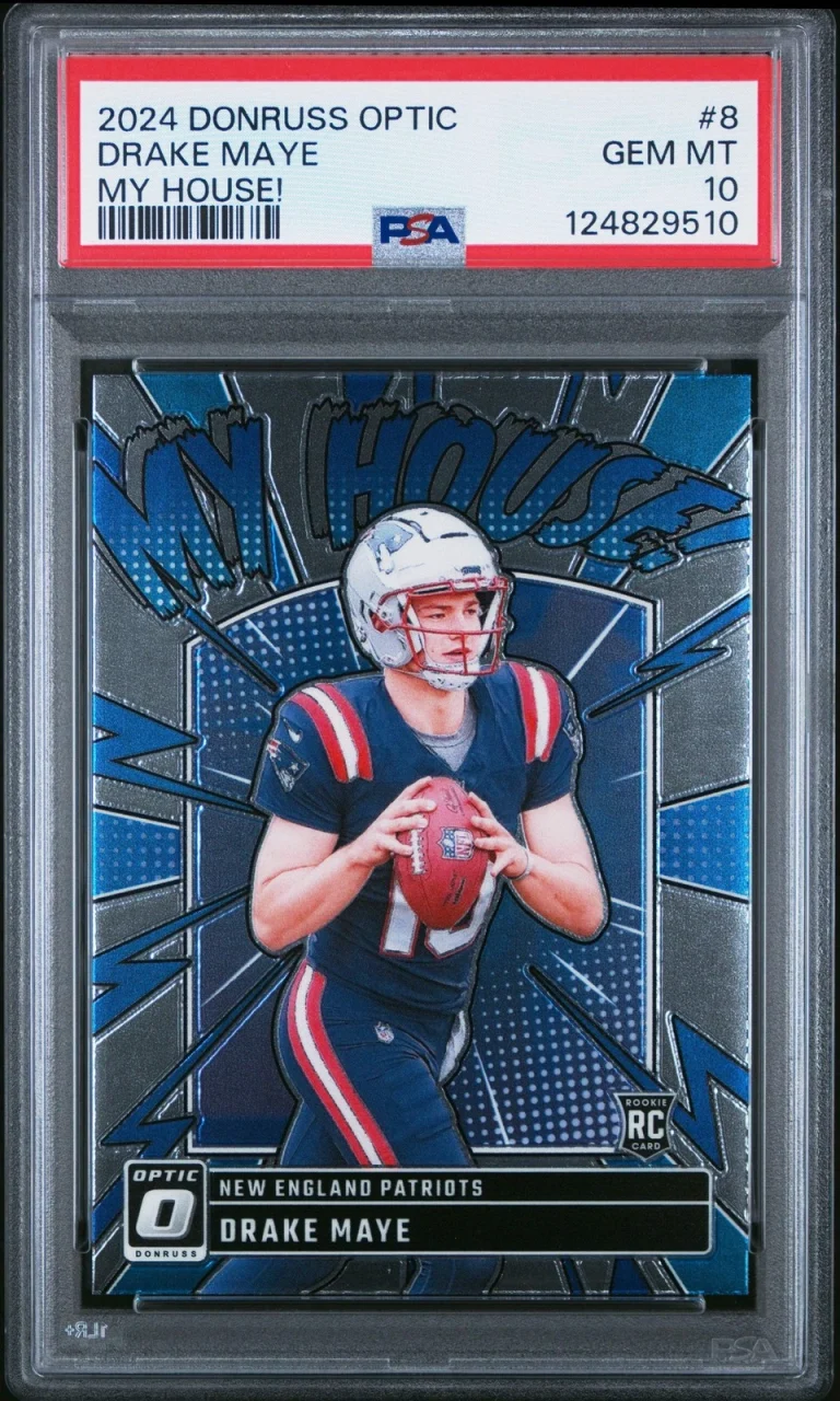Graded 2024 Panini Donruss Optic Drake Maye #8 My House! RC Football Card PSA 10
