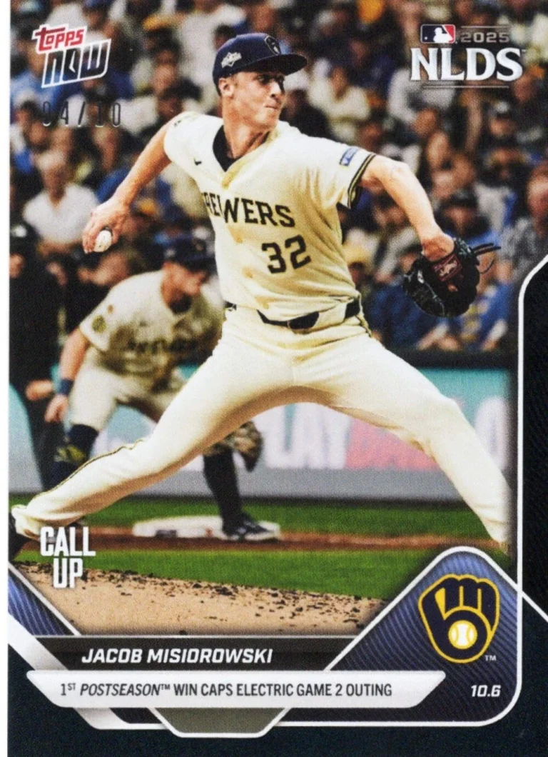 2025 Topps Now Jacob Misiorowski #833 Black Foil /10 Rookie RC Baseball Card