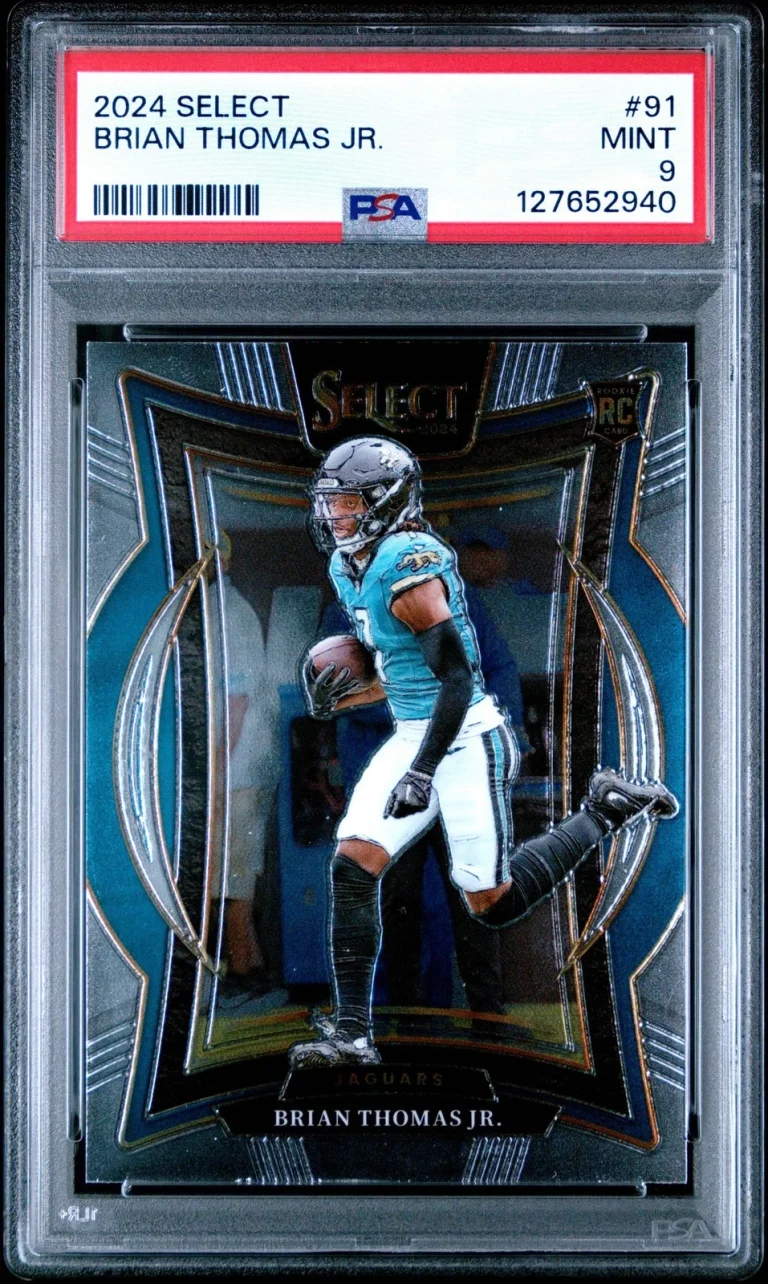 Graded 2024 Panini Select Brian Thomas Jr. #91 Rookie Football Card PSA 9 Mint