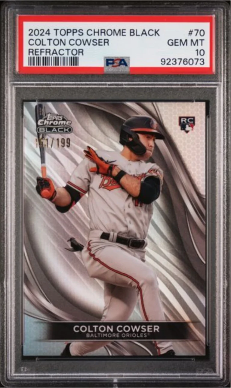 Graded 2024 Topps Chrome Black Colton Cowser #70 REF /199 Baseball Card PSA 10