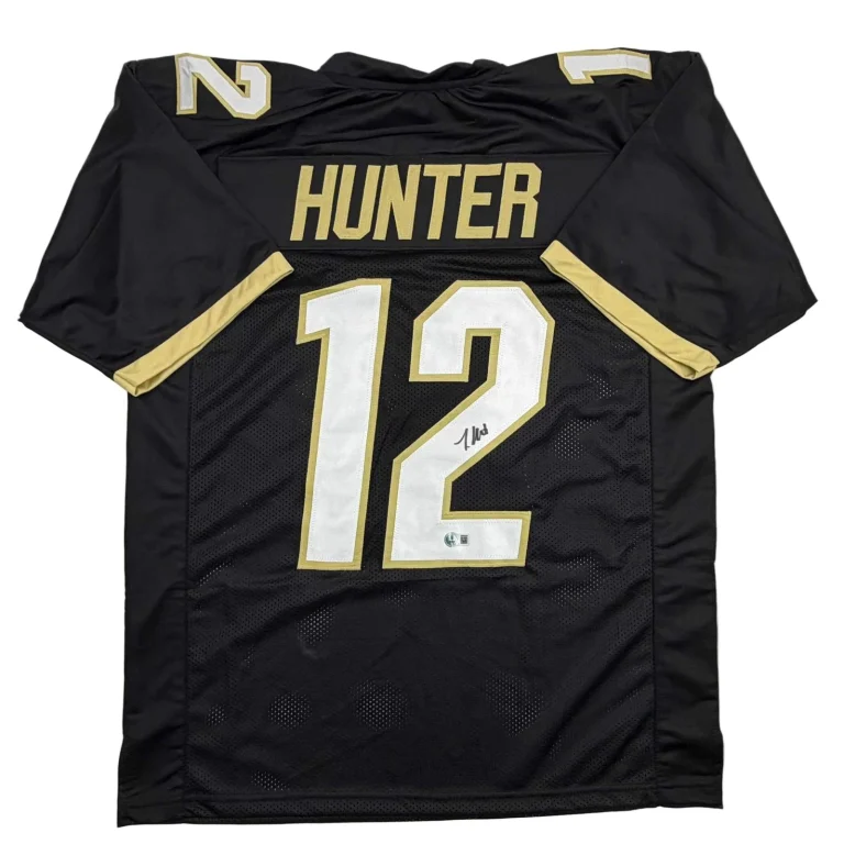 Autographed/Signed Travis Hunter Colorado Black College Jersey Beckett BAS COA