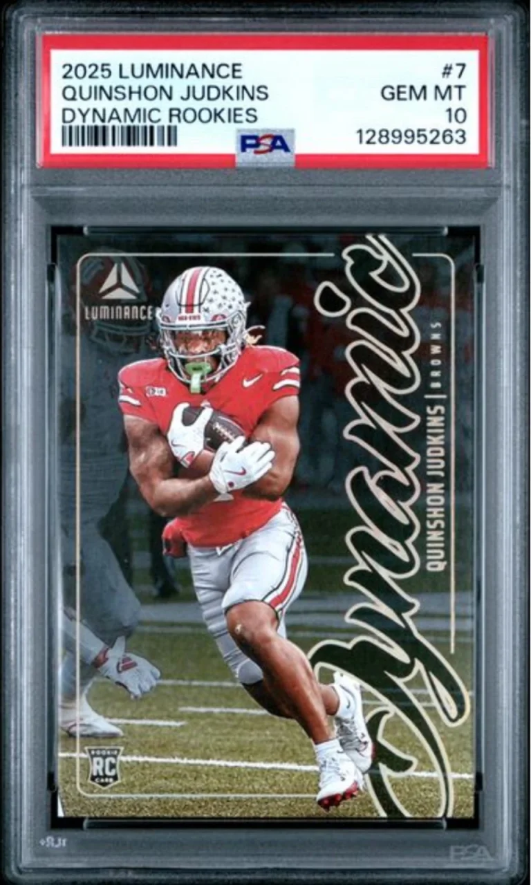 Graded 2025 Panini Luminance Quinshon Judkins #7 Dynamic Rookie Card PSA 10