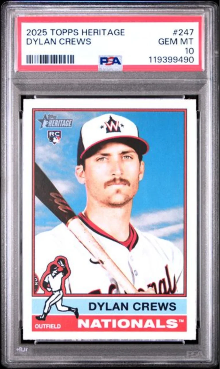 Graded 2025 Topps Heritage Dylan Crews #247 Rookie RC Baseball Card PSA 10 Mint