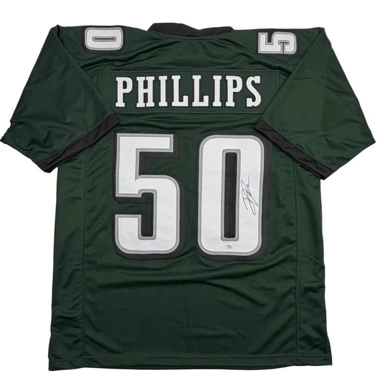 Autographed/Signed Jaelan Phillips Philadelphia Midnight Green Jersey PSA COA