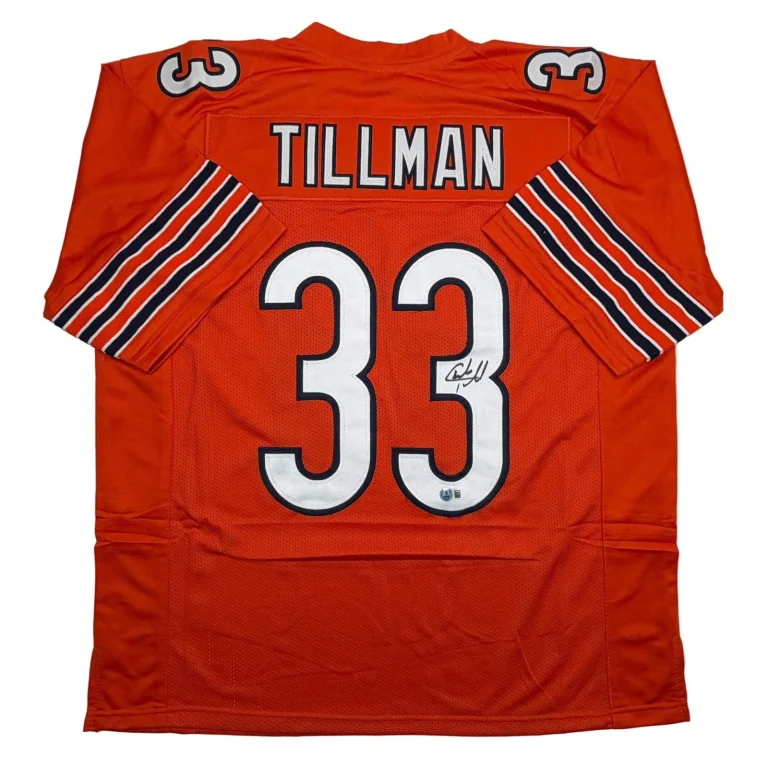 Autographed/Signed Charles Tillman Peanut Chicago Orange Jersey Beckett BAS COA
