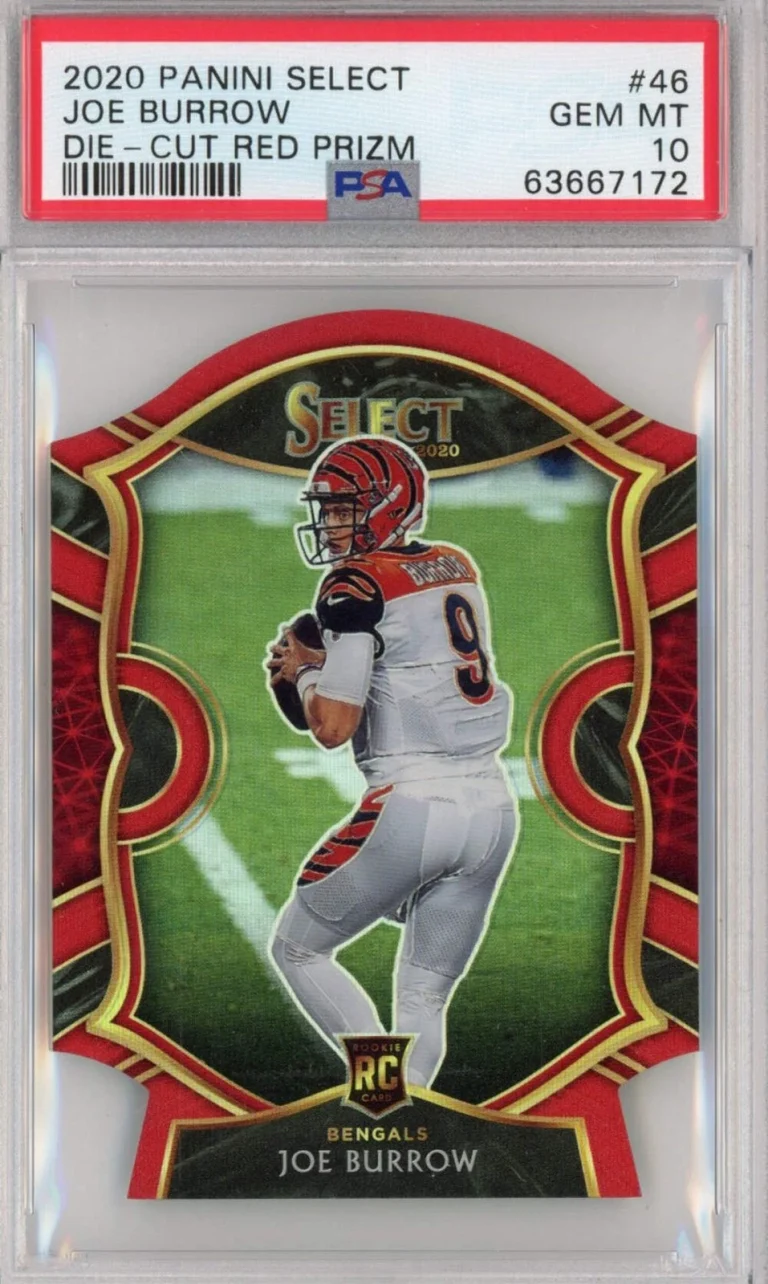 Graded 2020 Panini Select Joe Burrow #46 Die-Cut Red Prizm Rookie Card PSA 10