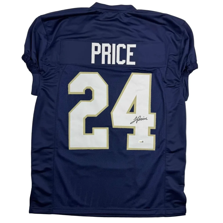 Autographed/Signed JaDarian Price Notre Dame Blue College Jersey JSA COA