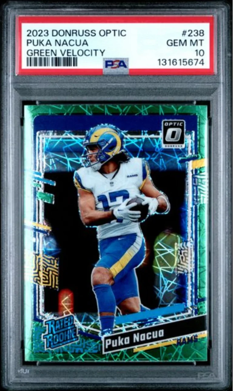 Graded 2023 Donruss Optic Puka Nacua #238 Green Velocity Rookie RC Card PSA 10