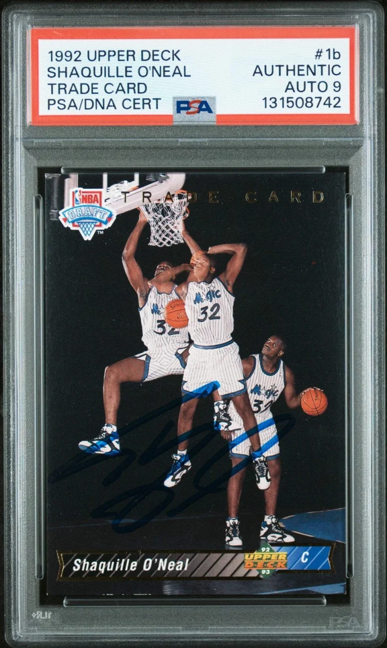 Graded 1992-93 Upper Deck Shaquille O'Neal #1b Rookie RC Card PSA 9 Auto Grade
