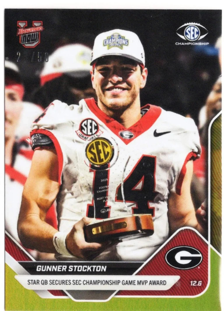 2025 Topps Bowman U Now Gunner Stockton #57 Gold Foil /50 Rookie Football Card