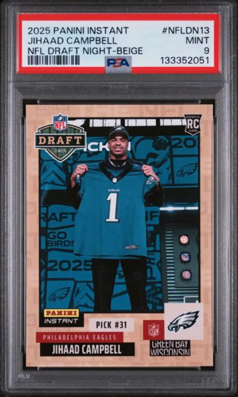 Graded 2025 Panini Instant DN Beige Jihaad Campbell #NFLDN13 /25 RC Card PSA 9