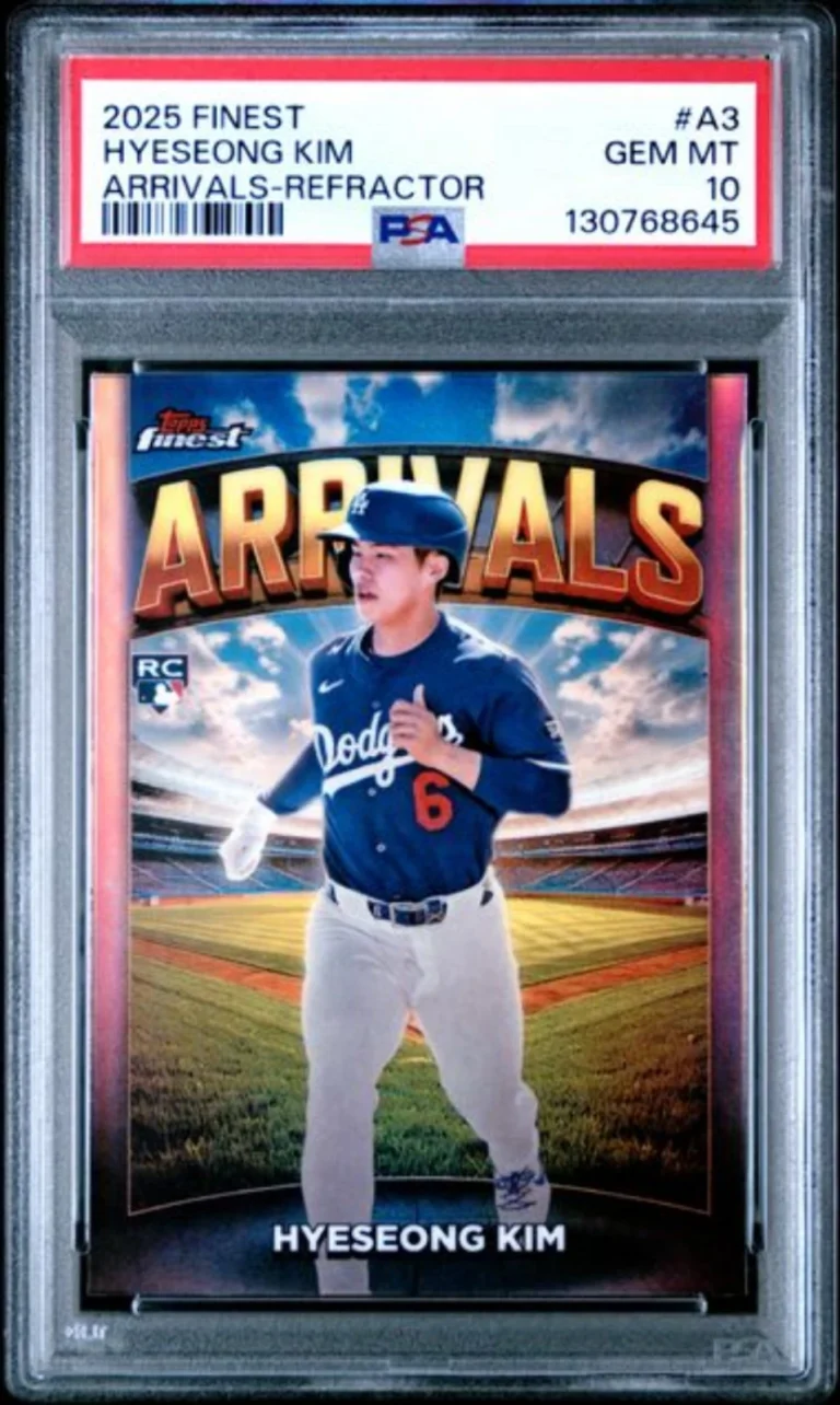 Graded 2025 Topps Finest Hyeseong Kim #A3 Arrivals Refractor Rookie Card PSA 10