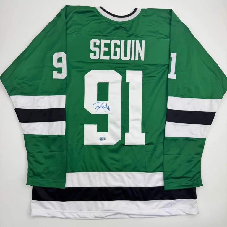 Autographed/Signed Tyler Seguin Dallas Green Hockey Jersey Beckett BAS COA