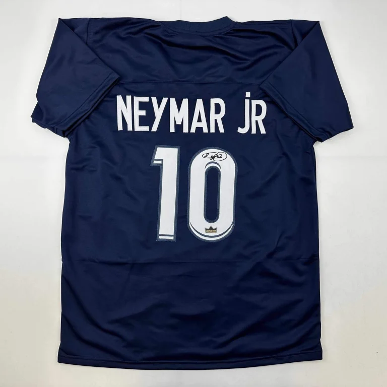 Facsimile Autographed Neymar Jr. PSG Blue Reprint Jersey Size Men's XL