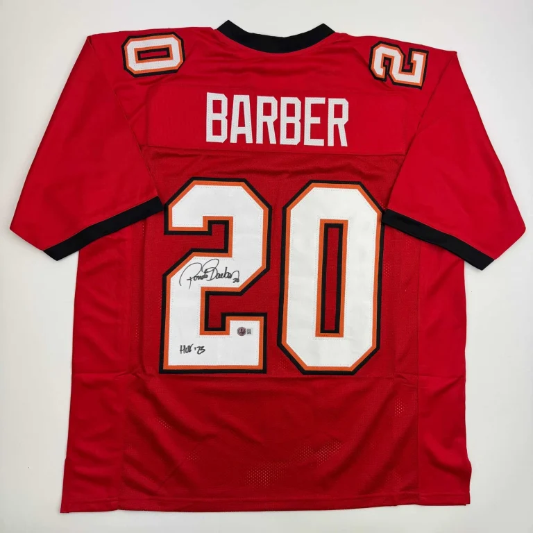 Autographed/Signed Ronde Barber HOF 23 Tampa Bay Red Jersey Beckett BAS COA