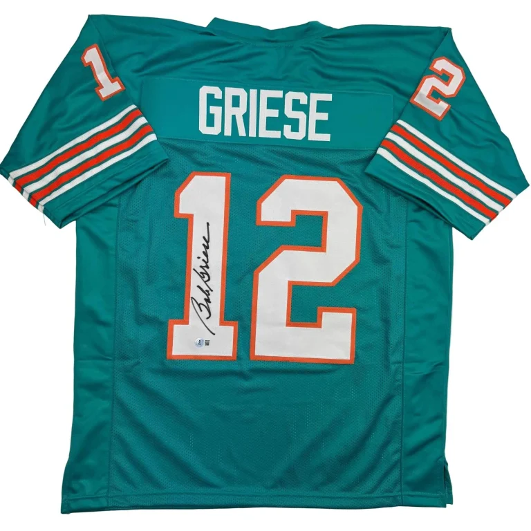 Autographed/Signed BOB GRIESE Miami Teal Football Jersey JSA COA Auto