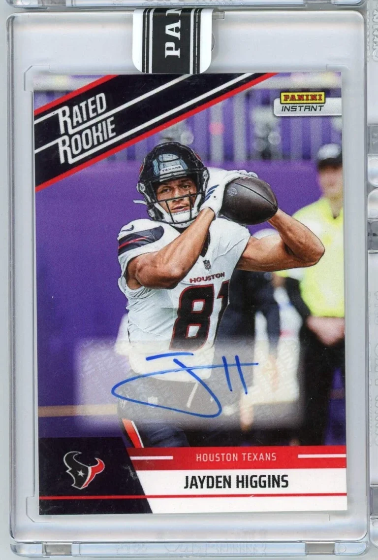 2025 Panini Instant NFL Jayden Higgins #9 Rated Retro Rookie Auto /99 RC Card