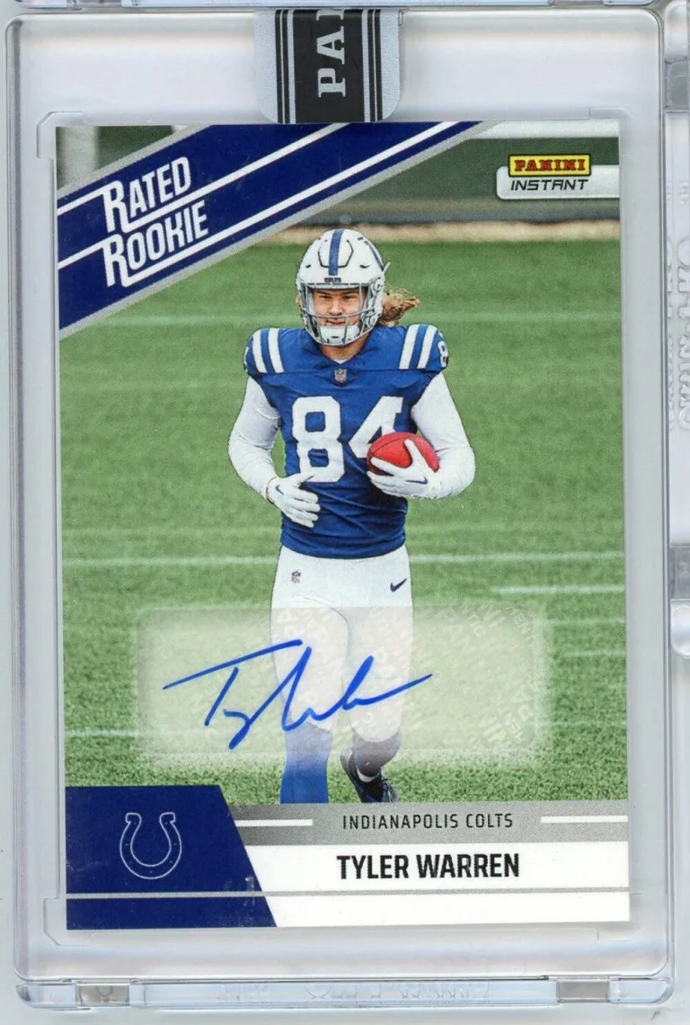 2025 Panini Instant NFL Tyler Warren #31 Rated Retro Rookie Auto /99 RC Card