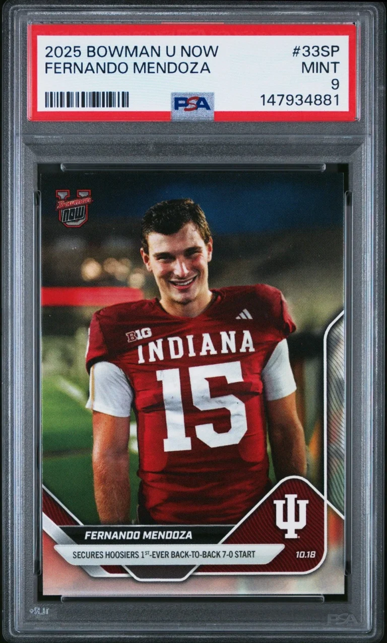 Graded 2025 Bowman U Now Fernando Mendoza #33SP Rookie RC Football Card PSA 9