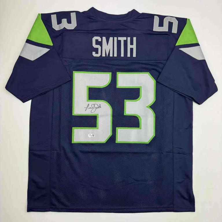 Autographed/Signed Malcolm Smith Seattle Blue Football Jersey Beckett BAS COA