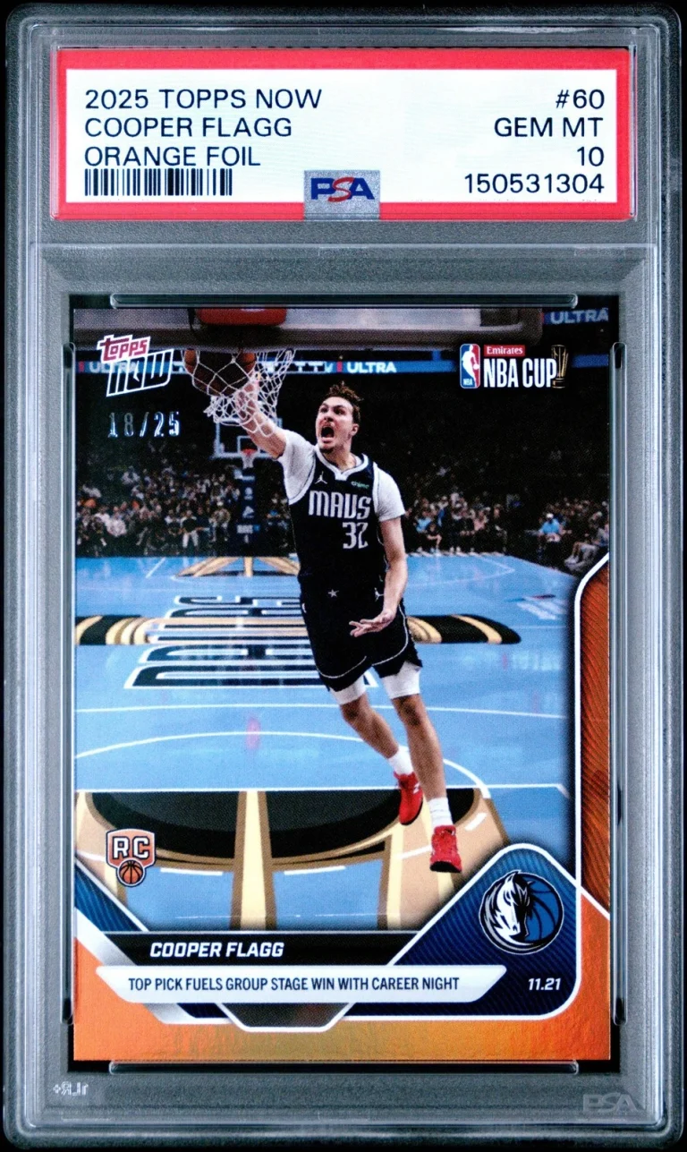 Graded 2025 Topps Now Cooper Flagg #60 Orange Foil /25 Rookie RC Card PSA 10 Gem