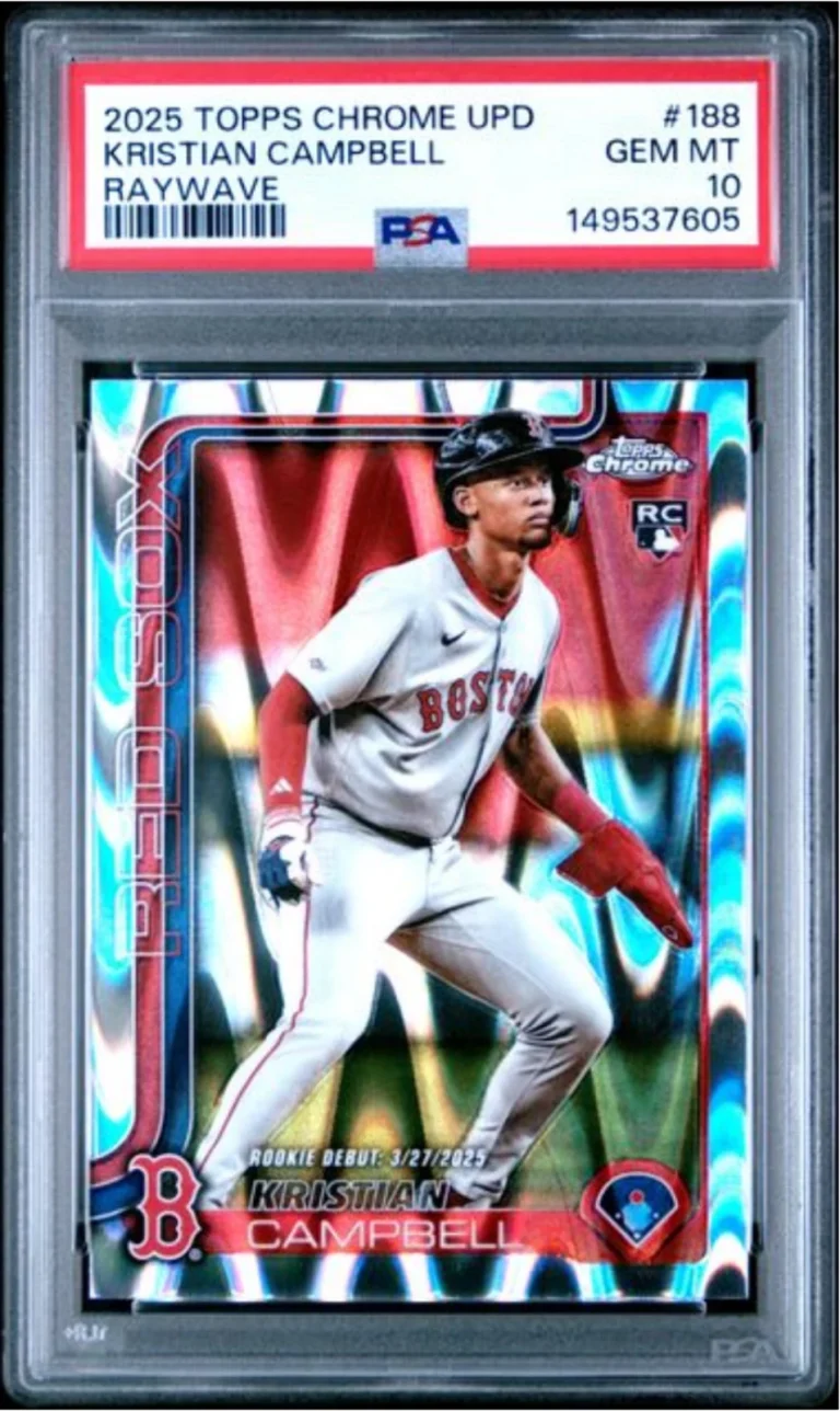 Graded 2025 Topps Finest Kristian Campbell #188 Raywave RC Baseball Card PSA 10