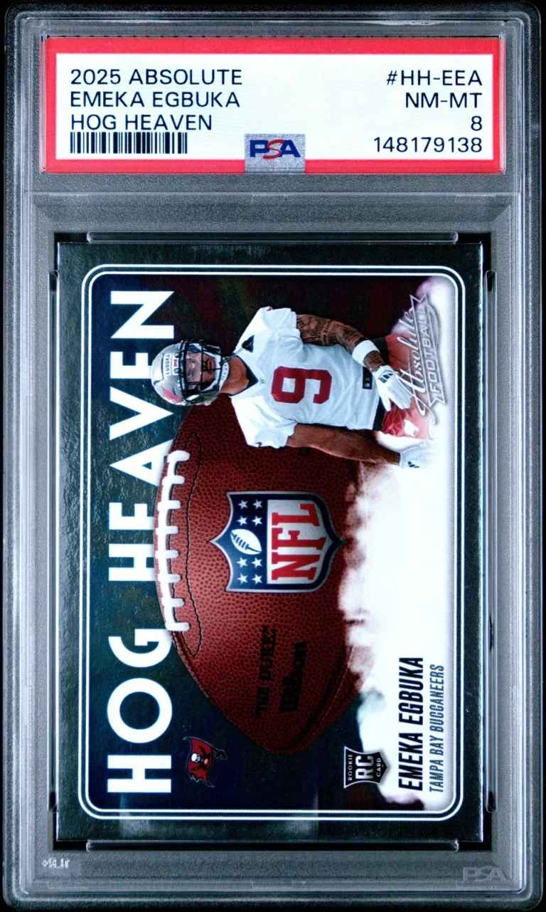 Graded 2025 Panini Absolute Emeka Egbuka #HH-EEA Hog Heaven Rookie RC Card PSA 8